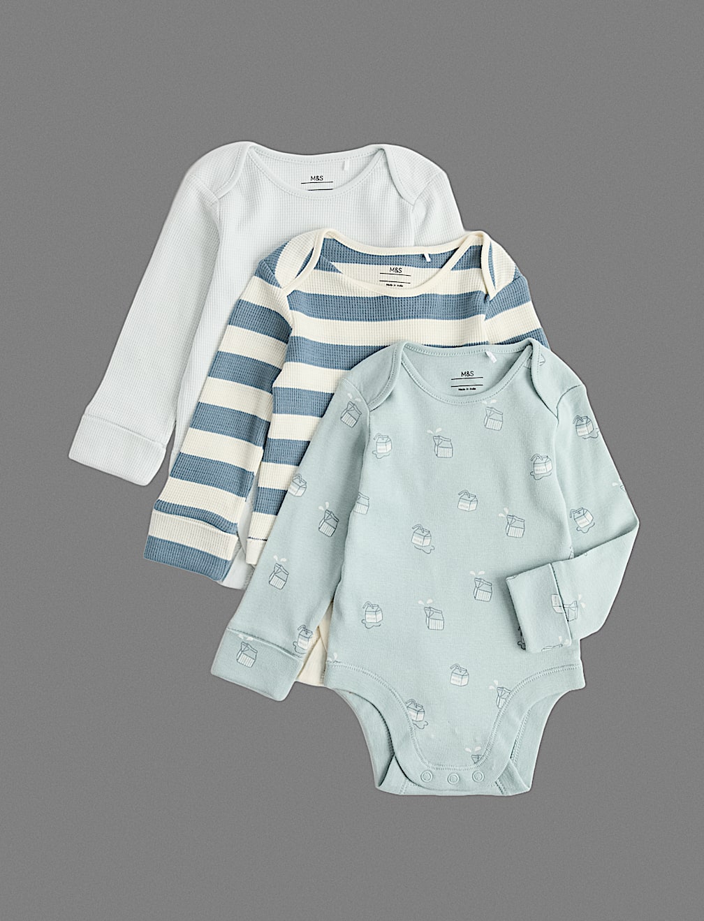 3 Pack Pure Cotton Patterned Bodysuits (7lbs - 3 Yrs)
