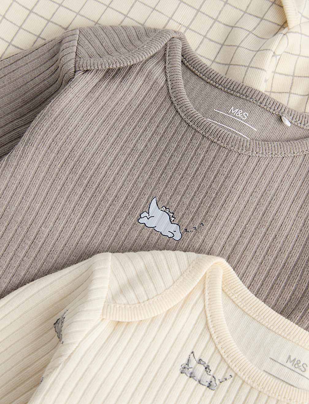 3 Pack Cotton Rich Dino Bodysuits (7lbs - 3 Yrs)