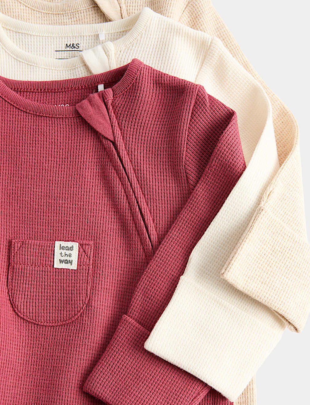 3 Pack Pure Cotton Waffle Sleepsuits (7lbs-3 Yrs)