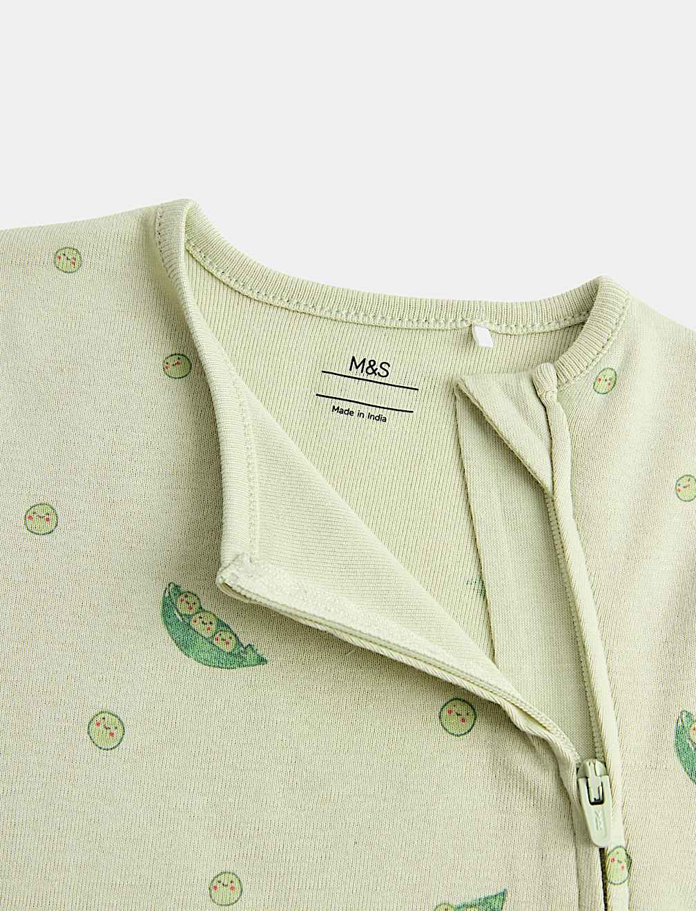 3 Pack Pure Cotton Peas Print Footless Sleepsuits (7lbs - 3 Yrs)