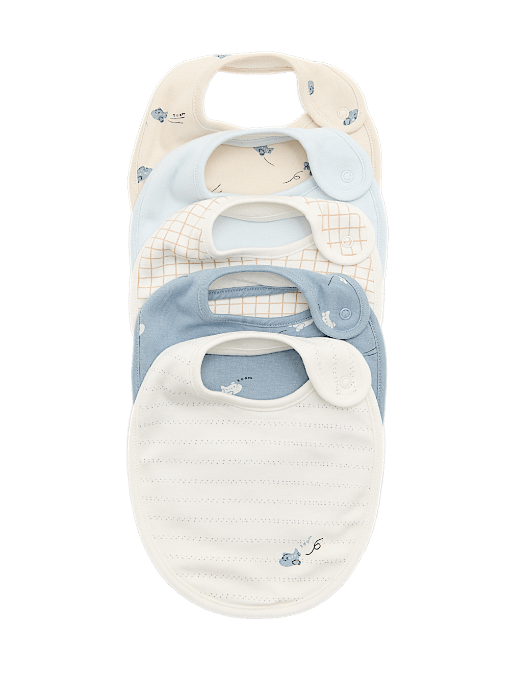 5 Pack Cotton Rich Plane Print Dribble Bibs