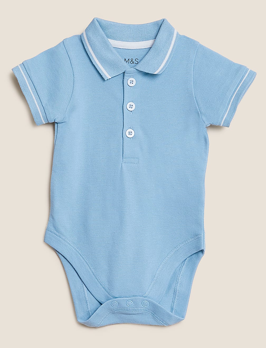 3pk Pure Cotton Polo Collar Bodysuits (0-3 Yrs)