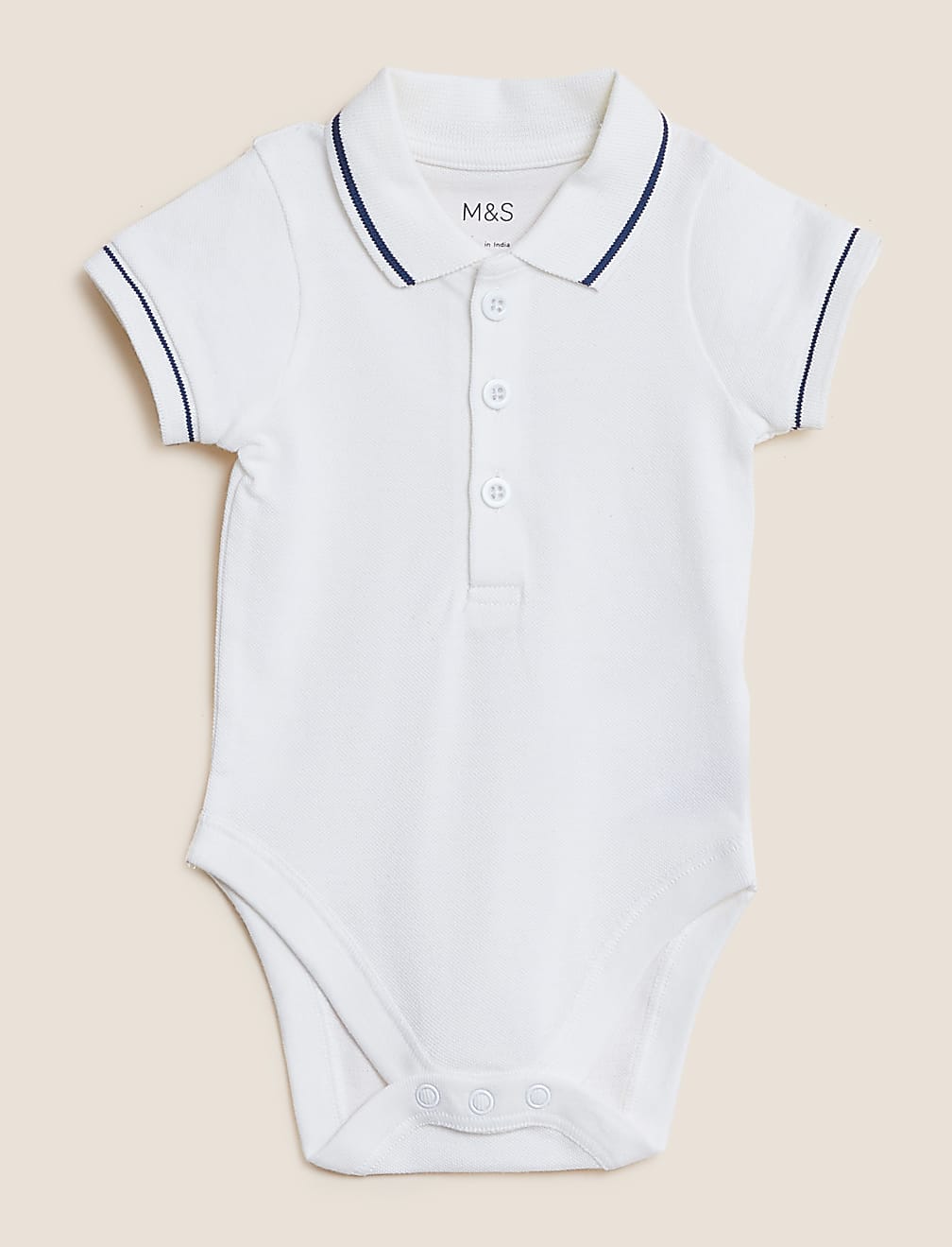 3pk Pure Cotton Polo Collar Bodysuits (0-3 Yrs)