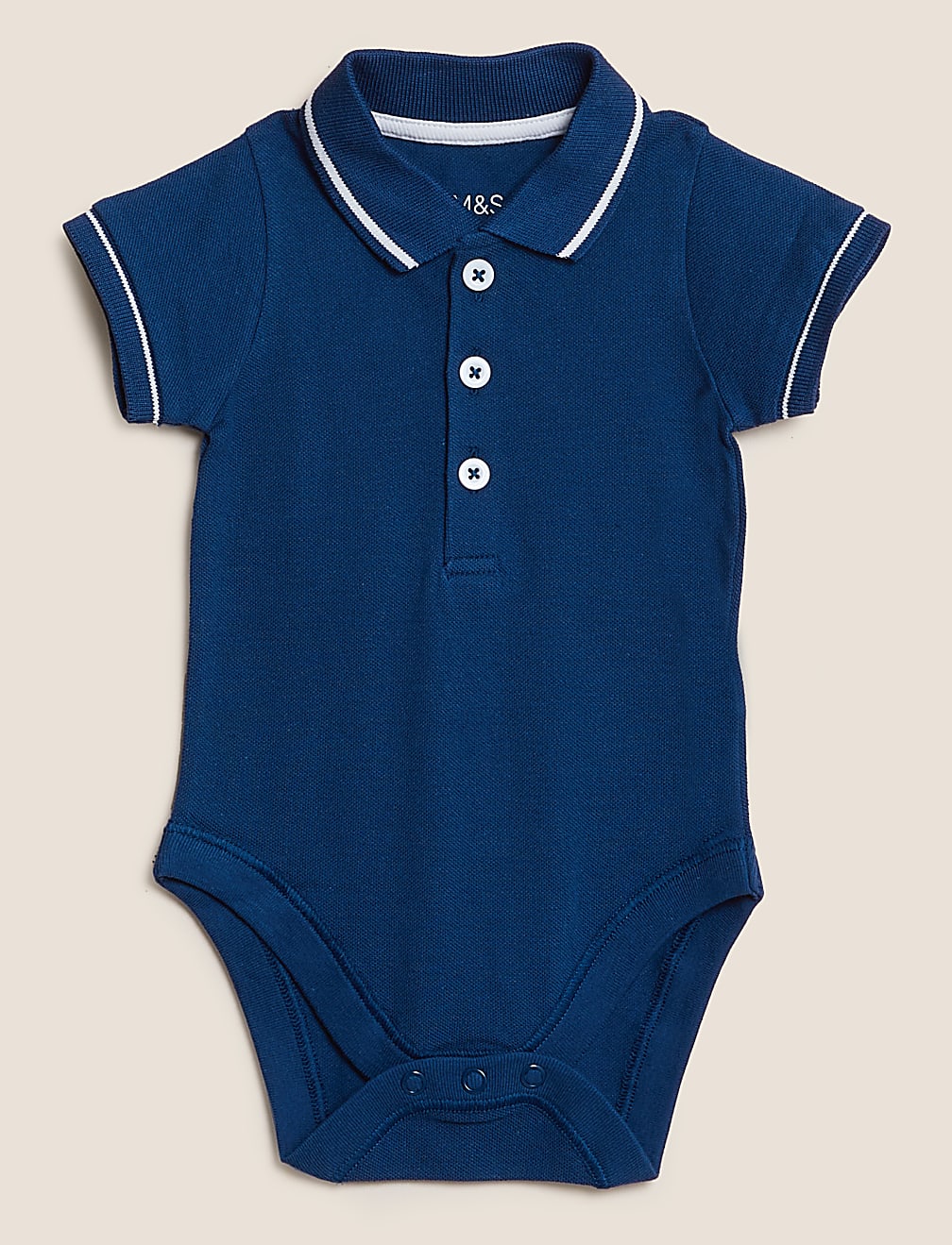 3pk Pure Cotton Polo Collar Bodysuits (0-3 Yrs)