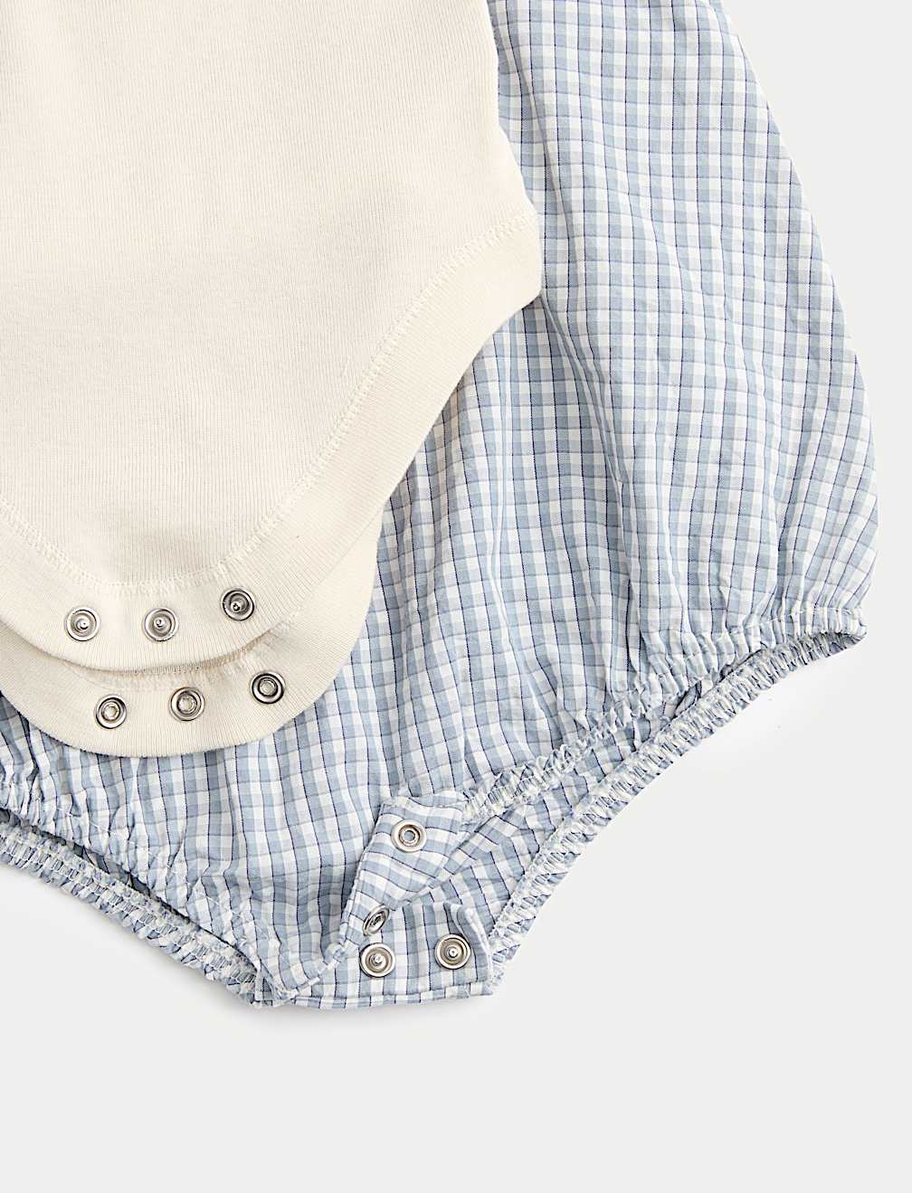 3 Piece Cotton Rich Gingham Paddler Bodysuit and Socks Outfit (7lbs-3 Yrs)