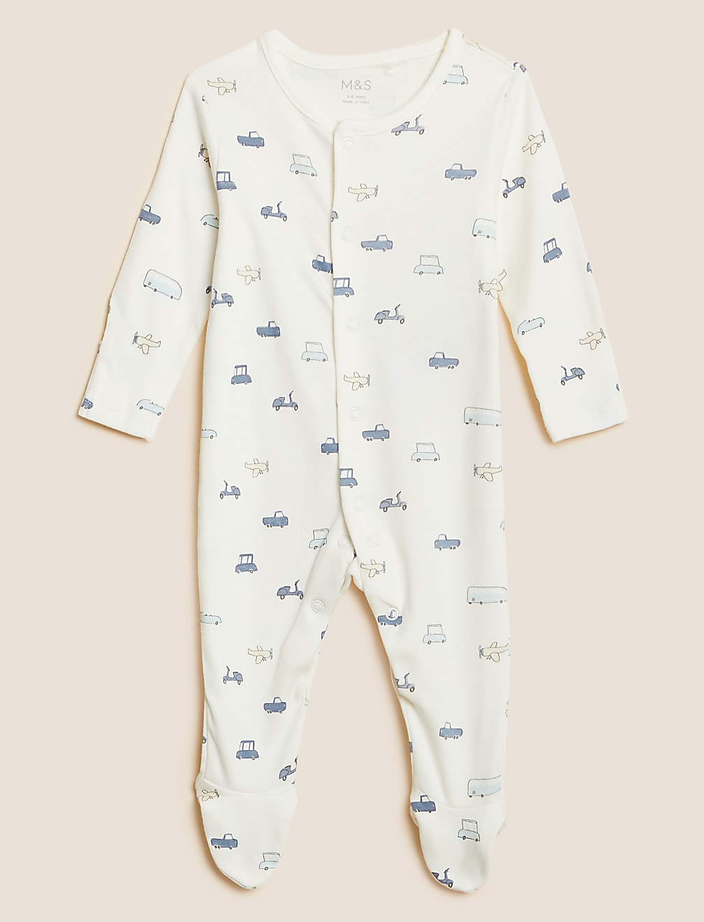 3pk Pure Cotton Transport Sleepsuits (61/2lbs - 3 Yrs)