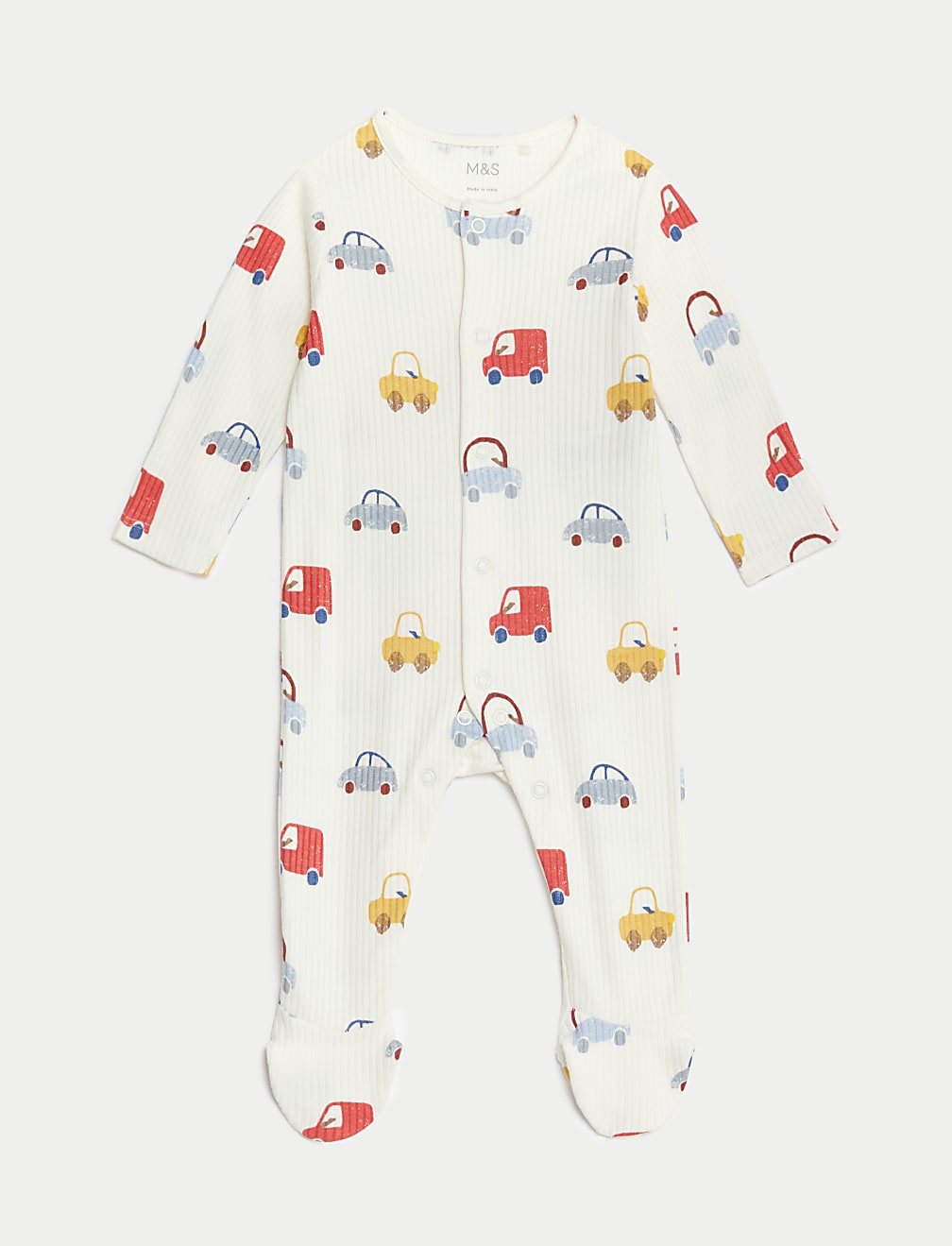3pk Pure Cotton Ribbed Print Sleepsuits (6&frac12;lbs-3 Yrs)