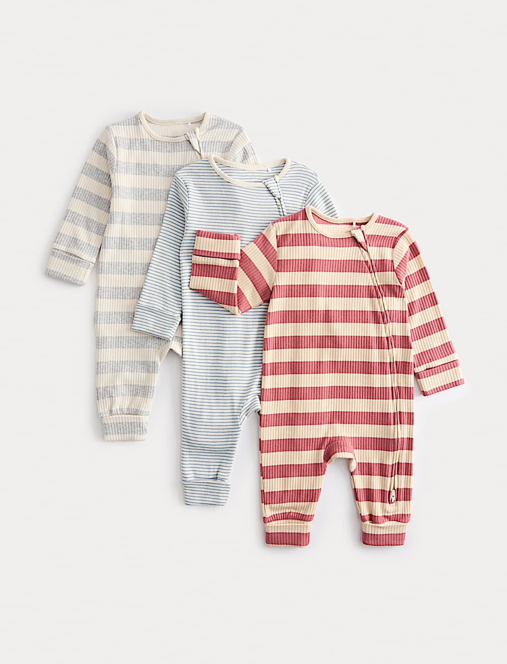 3pk Stripe Sleepsuits (6½lbs-3 Yrs)