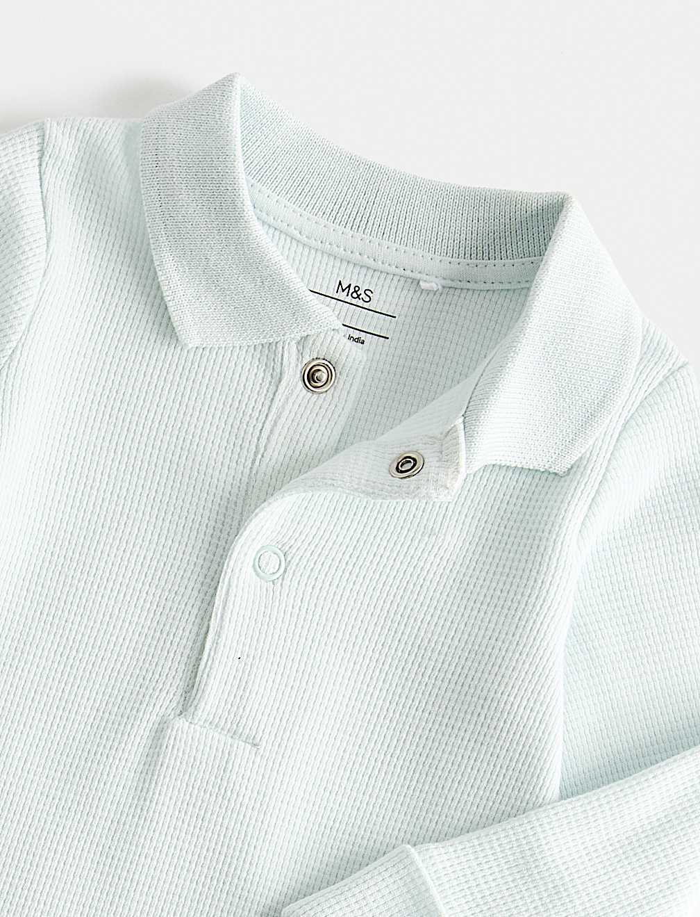 2 Pack Pure Cotton Long Sleeve Polo Bodysuits (0-3Yrs)