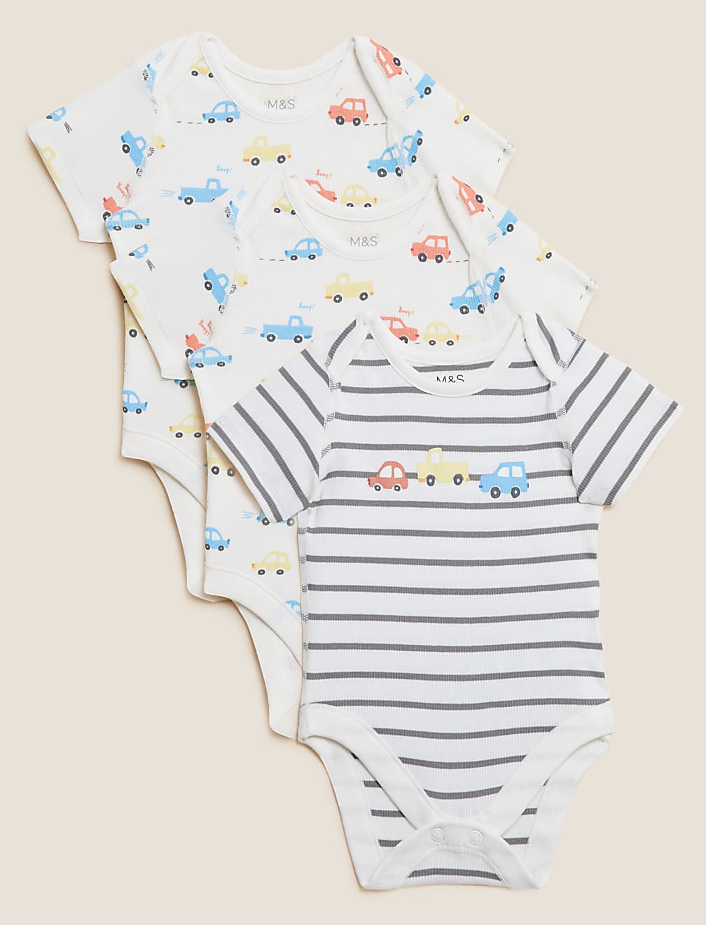 3pk Cotton Rich Transport Bodysuits (61/2 lbs - 3 Yrs)