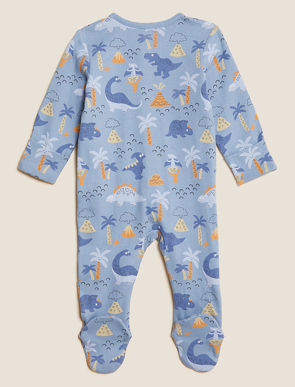 3pk Cotton Rich Dinosaur Sleepsuits