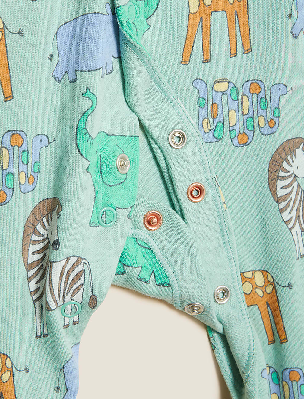 3pk Pure Cotton Safari Sleepsuits