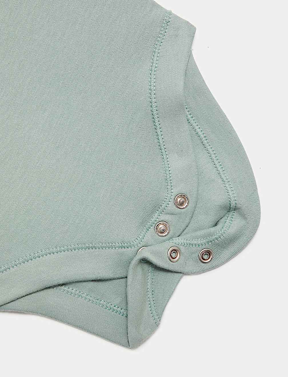 5pk Plain Green Short Sleeve Bodysuit