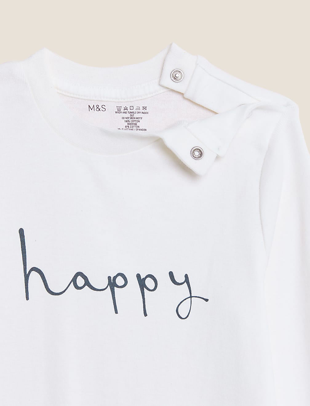 Adaptive Pure Cotton Happy Slogan Sleepsuit