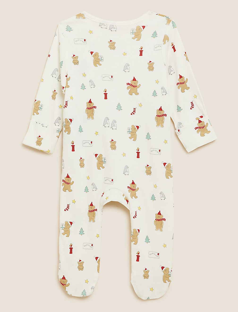 2pk Pure Cotton Christmas Sleepsuits