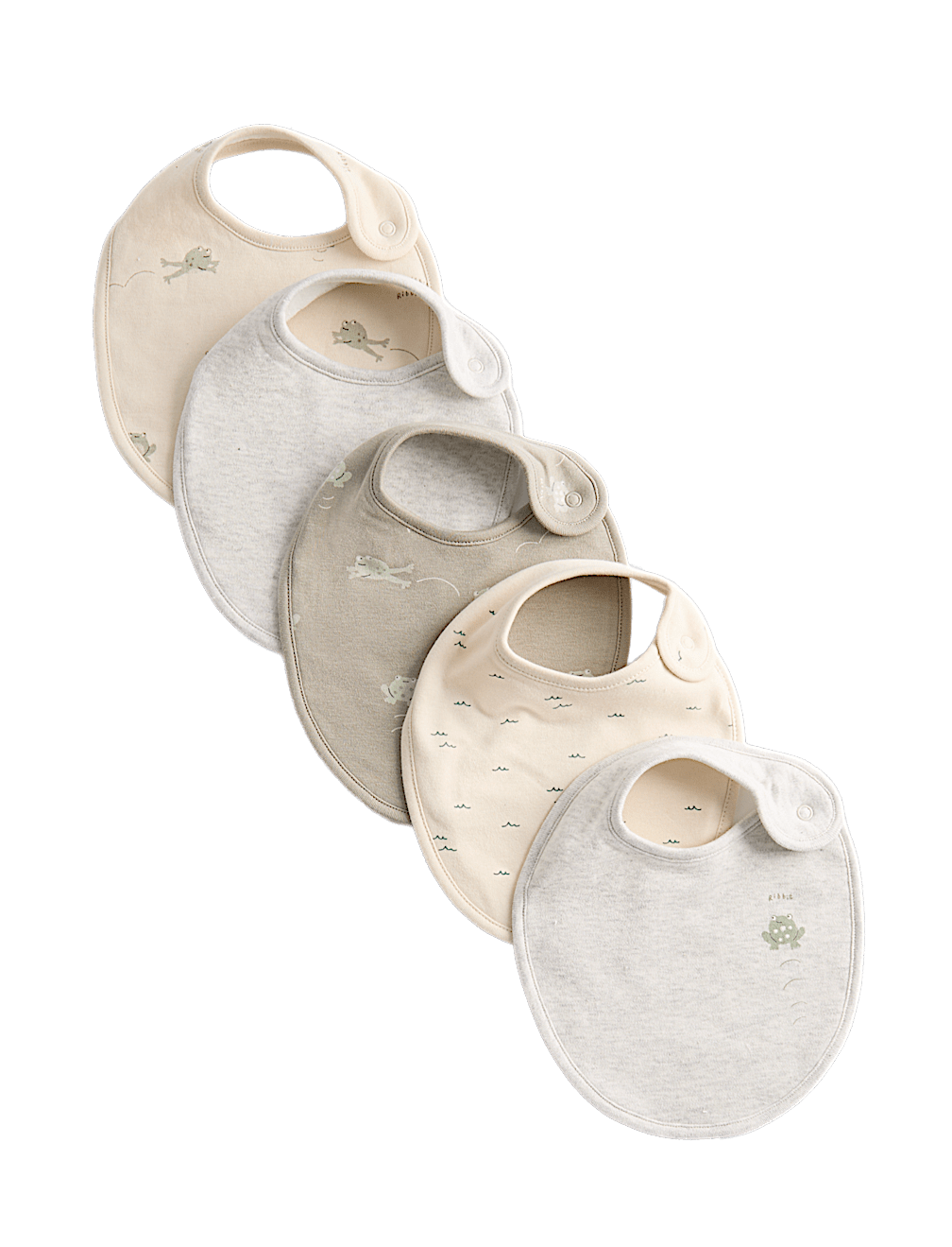 5 Pack Cotton Rich Frog Print Bibs