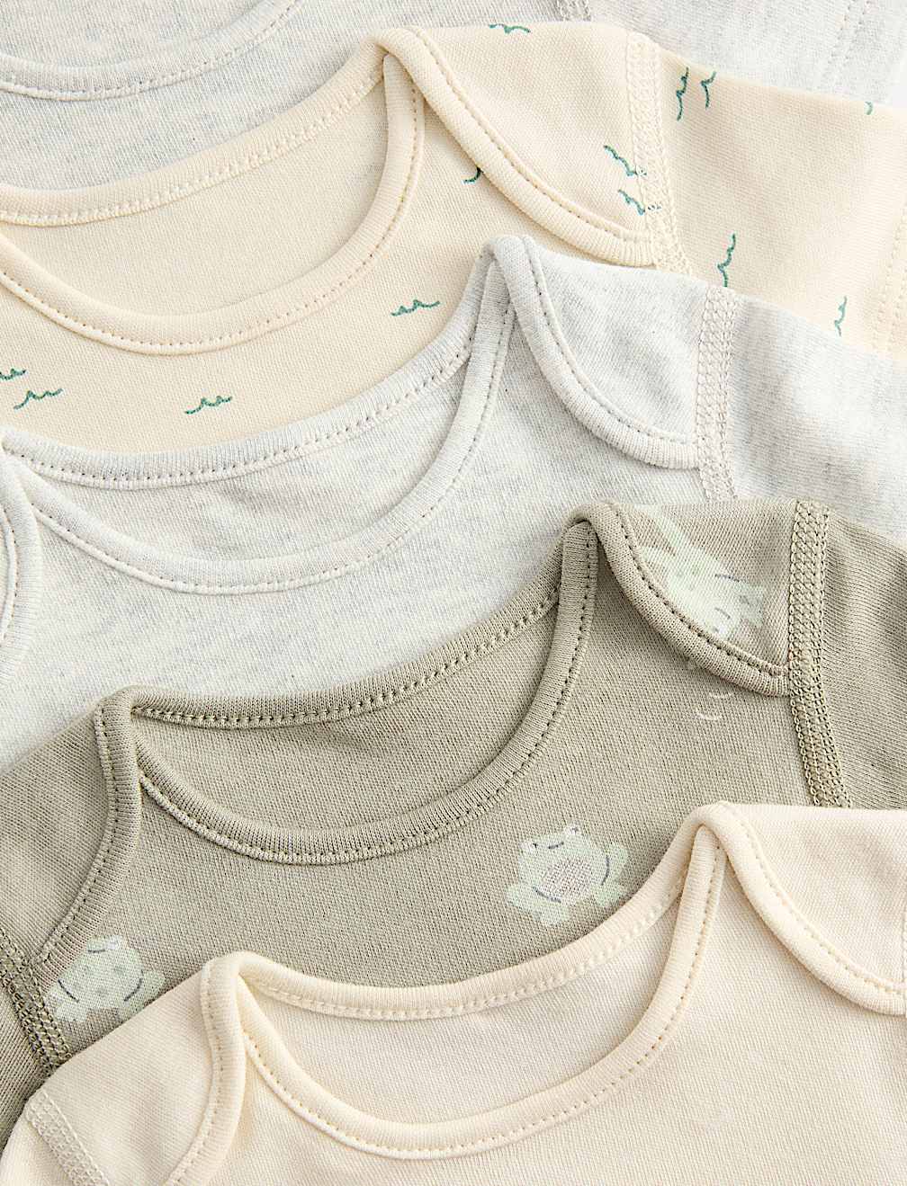 7 Pack Pure Cotton Frog Print Bodysuits (0-3 Yrs)