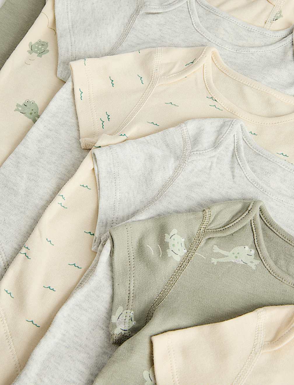 7 Pack Pure Cotton Frog Print Bodysuits (0-3 Yrs)