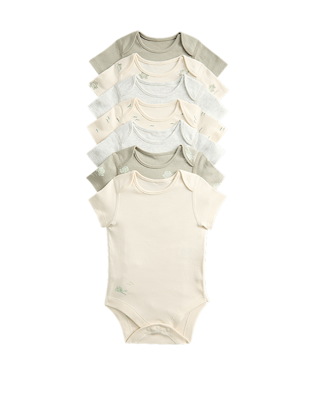 7 Pack Pure Cotton Frog Print Bodysuits (0-3 Yrs)
