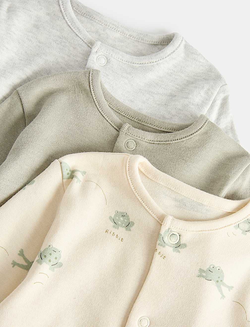 3 Pack Pure Cotton Frog Sleepsuits (0 Mths-3 Yrs)