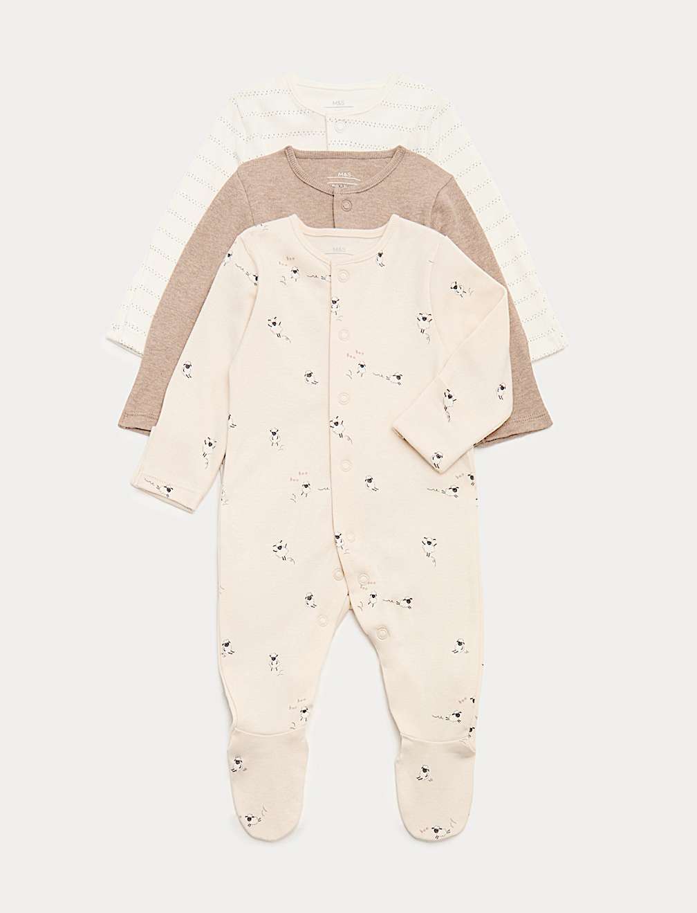 3 Pack Pure Cotton Sleepsuits (Early - 3 Years)