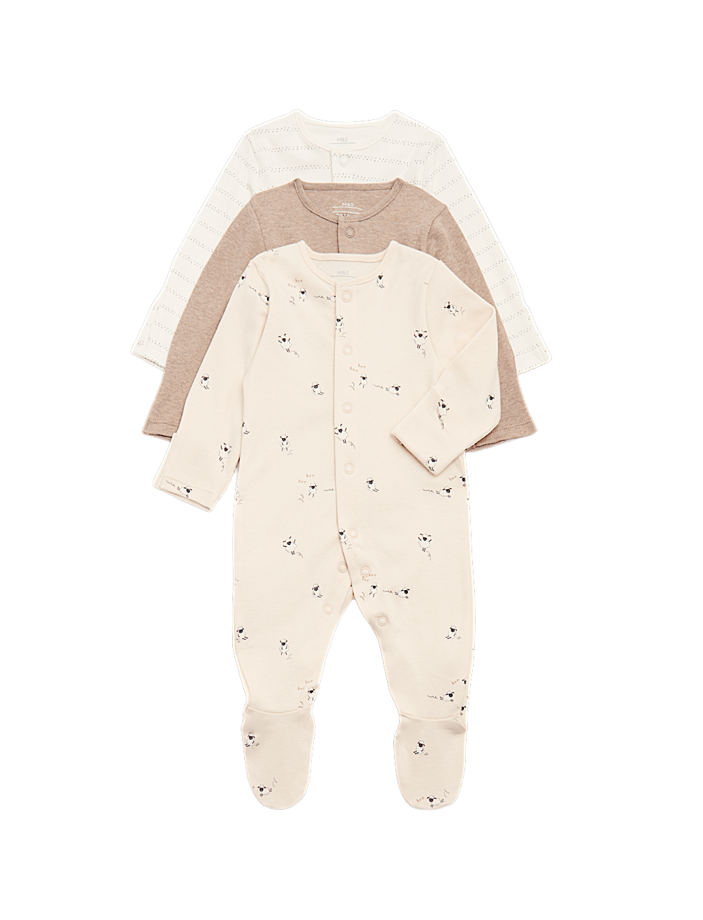 3 Pack Pure Cotton Sleepsuits (Early - 3 Years)