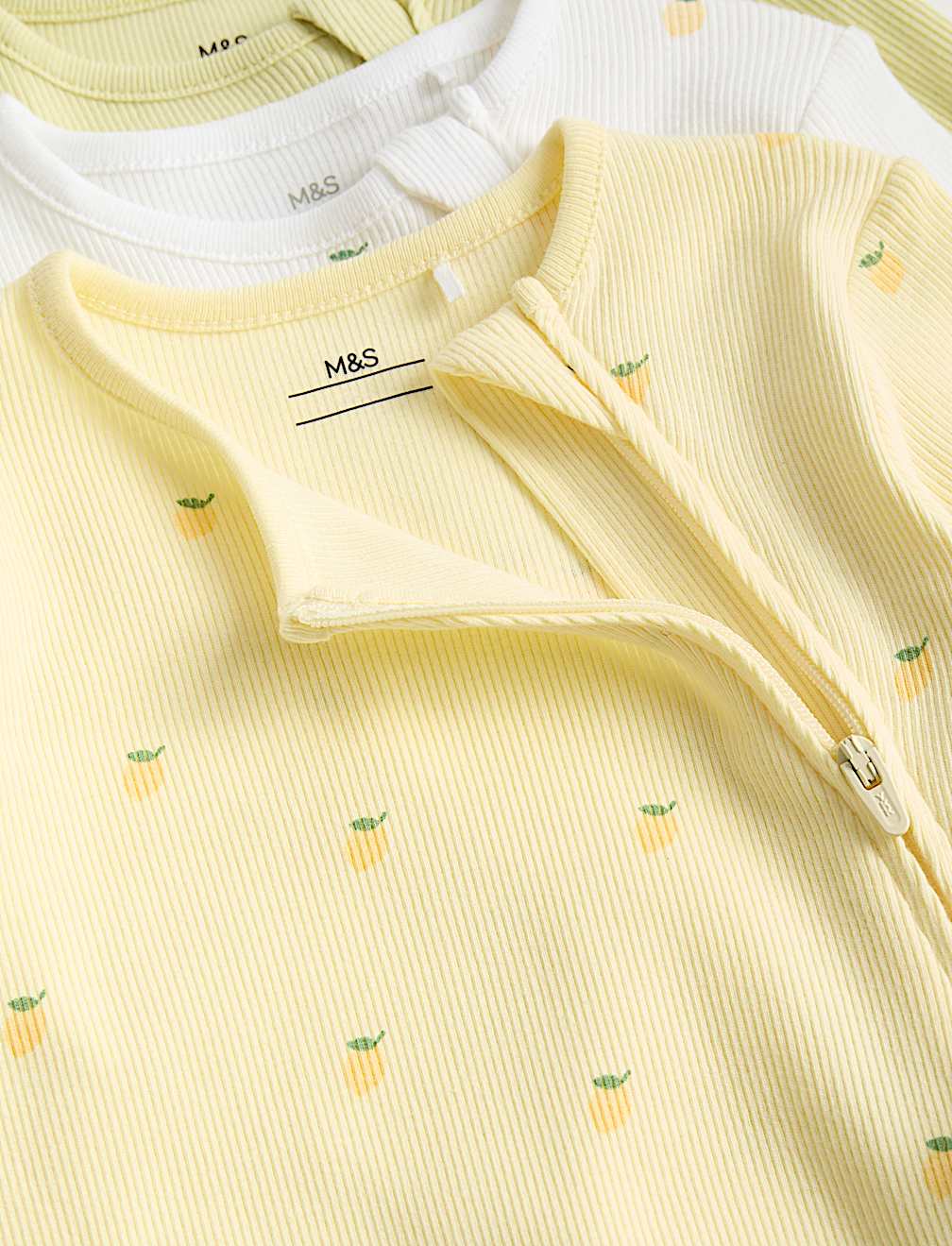 3 Pack Cotton Rich Lemon Sleepsuits (6&frac12;lbs-3 Yrs)