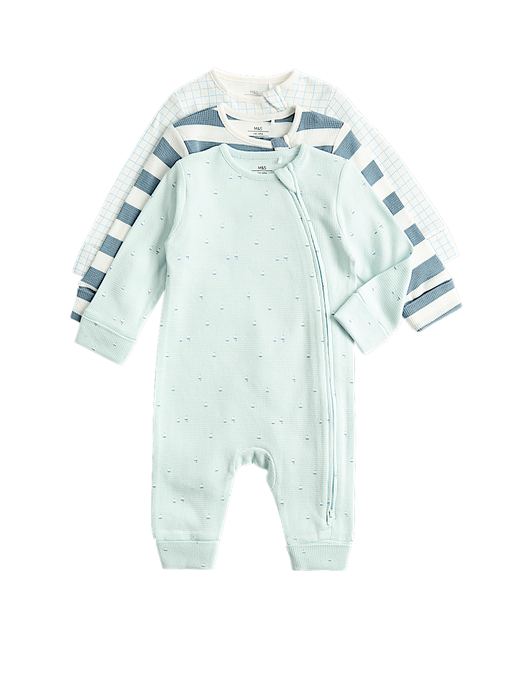 3 Pack Pure Cotton Nautical Sleepsuits  (6&frac12;lbs-3 Yrs)