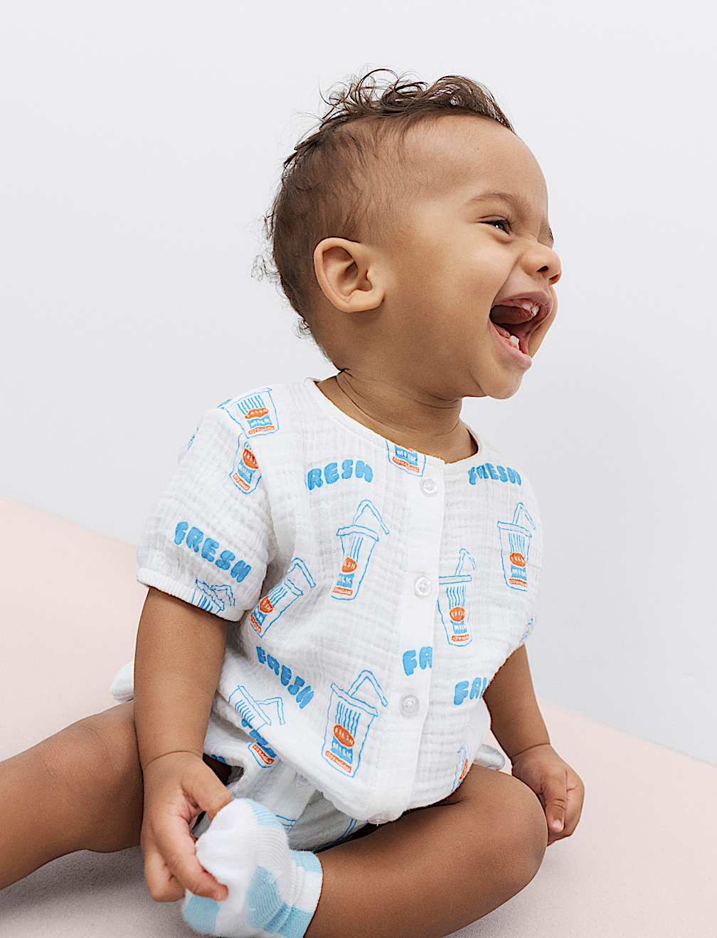 Pure Cotton Milkshake Print Romper (0-2 Yrs)