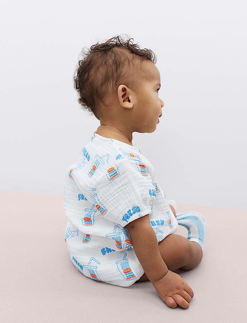 Pure Cotton Milkshake Print Romper (0-2 Yrs)