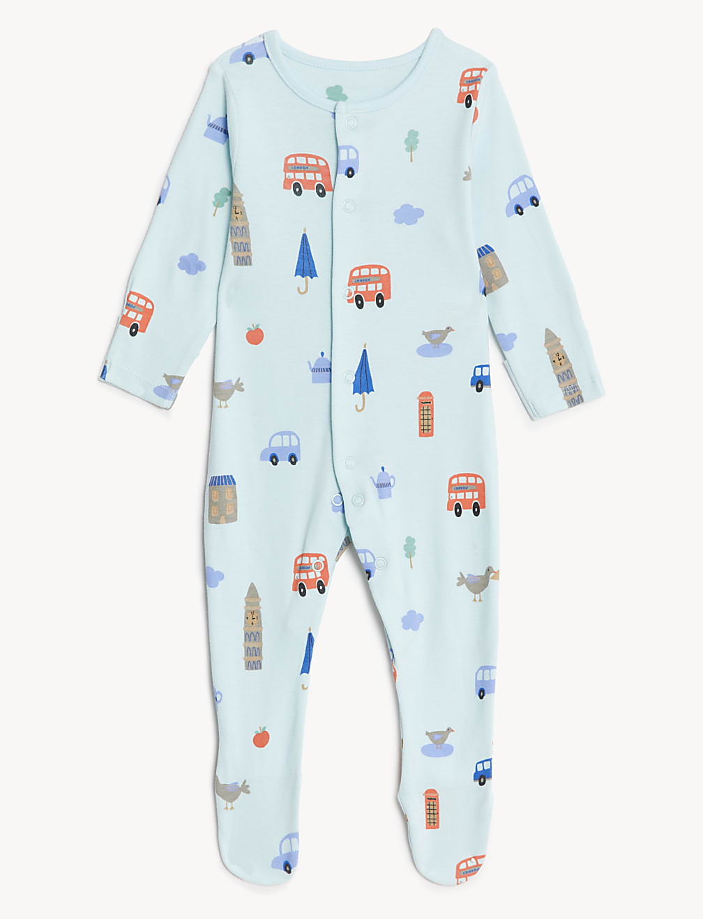 3pk Pure Cotton London Print Sleepsuits