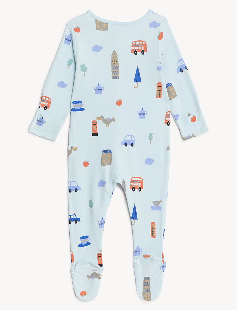 3pk Pure Cotton London Print Sleepsuits