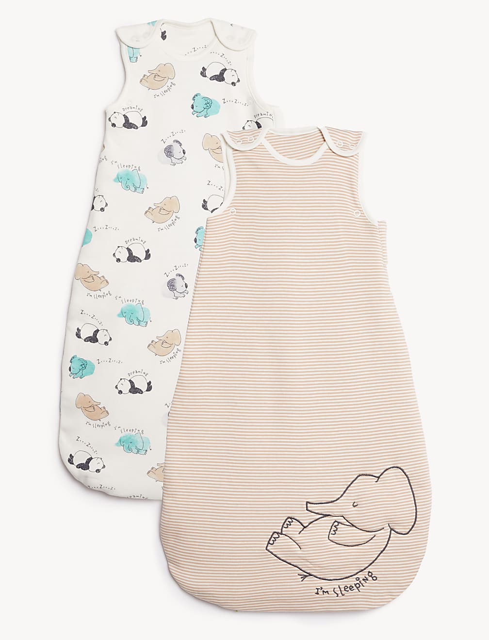 2pk Pure Cotton Elephant Sleeping Bags