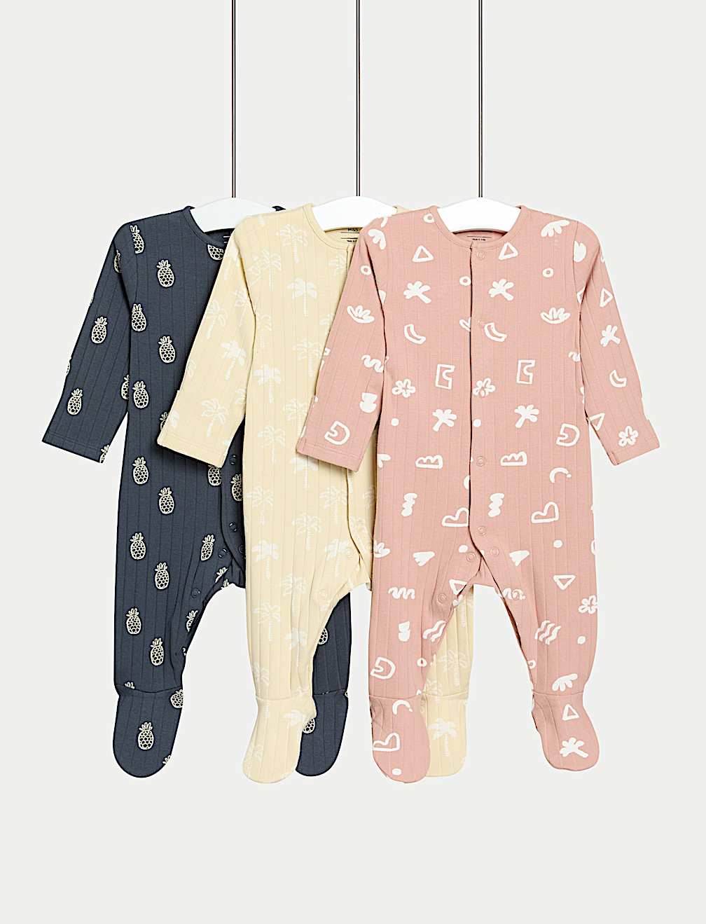3pk Cotton Rich Printed Sleepsuits (0-3 Yrs)