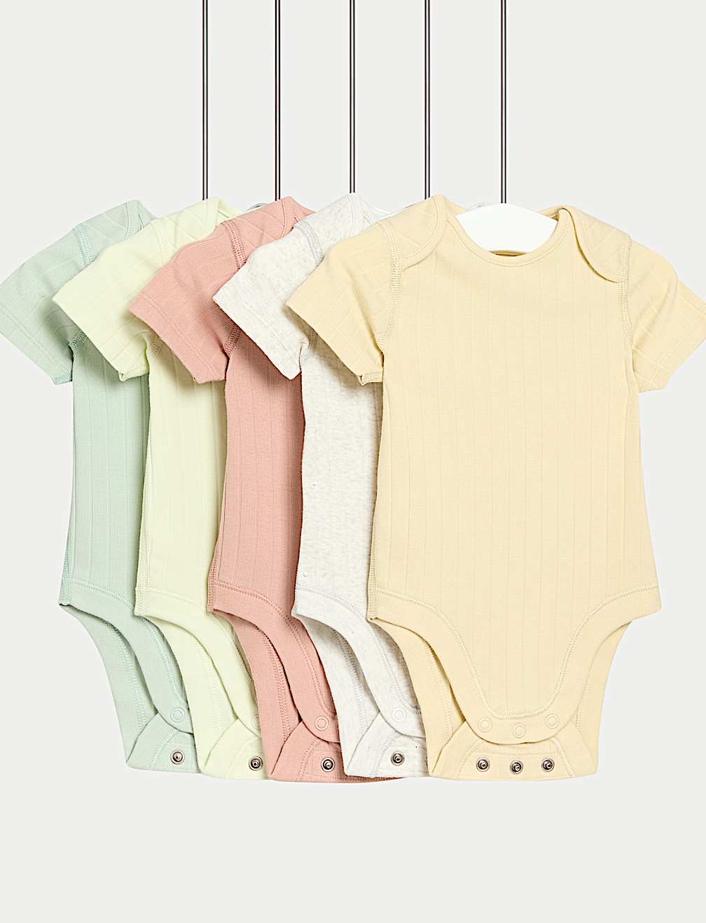 5pk Cotton Rich Plain Ribbed Bodysuits (6½lbs-3 Yrs)