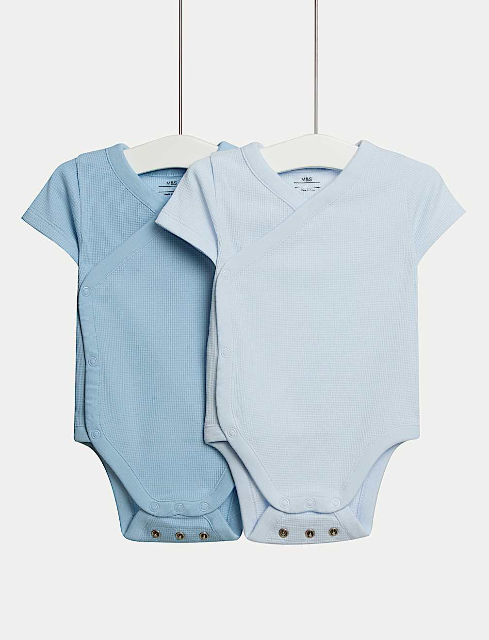 2pk Pure Cotton Waffle Bodysuits (6½lbs-3 Yrs)