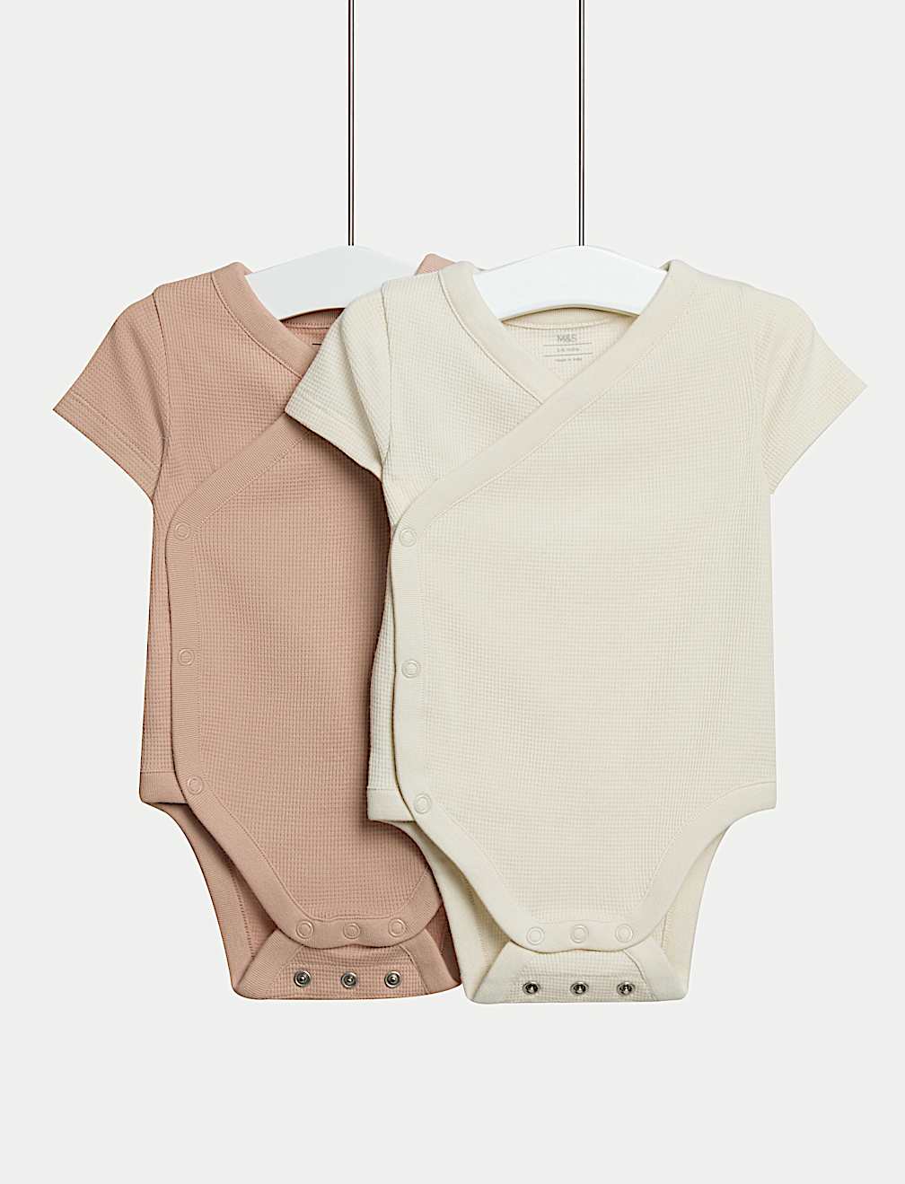 2pk Pure Cotton Waffle Bodysuits (6½lbs-3 Yrs)