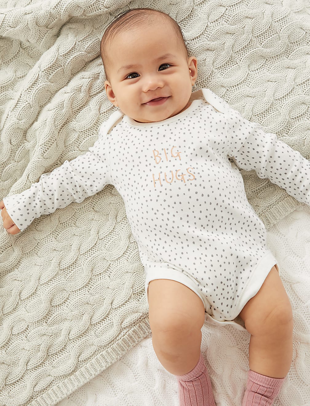 Pure Cotton Big Hugs Slogan Bodysuit (7lbs - 12 Mths)