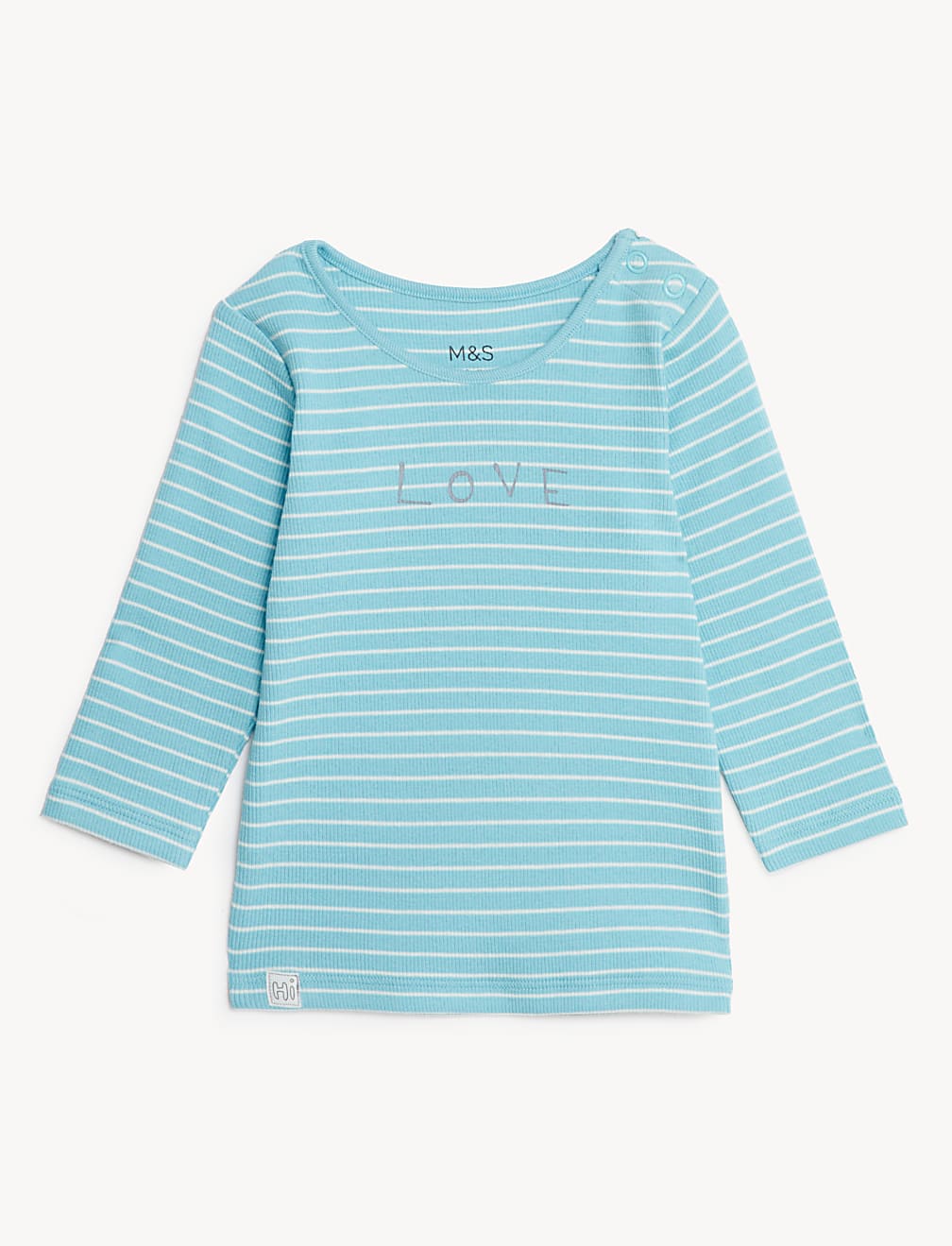 Cotton Rich Striped Love Slogan T-Shirt (7lbs - 12 Mths)