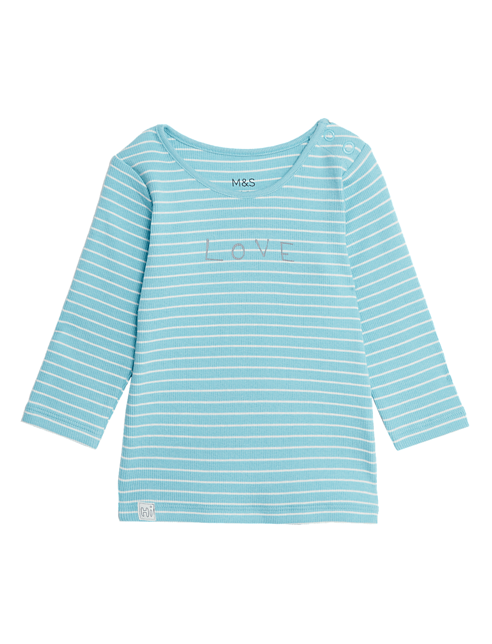 Cotton Rich Striped Love Slogan T-Shirt (7lbs - 12 Mths)