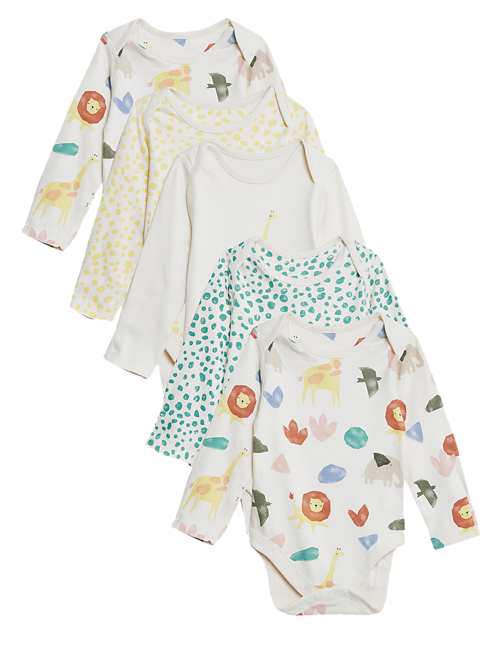 5pk Pure Cotton Safari Print Bodysuits