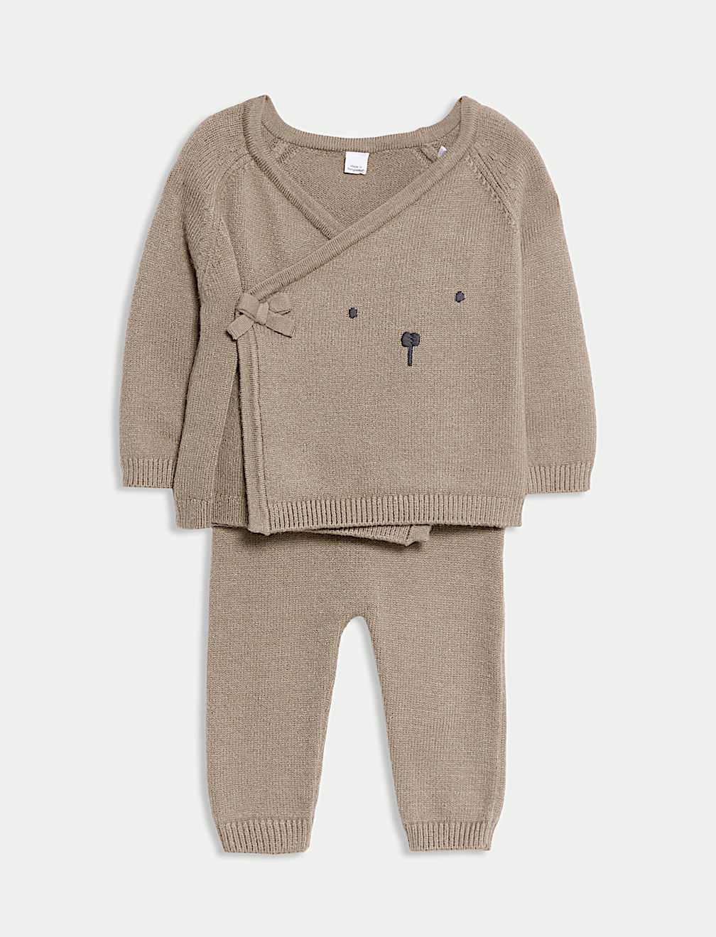 2pc Knitted Bear Wrap Outfit (0-12 Mths)