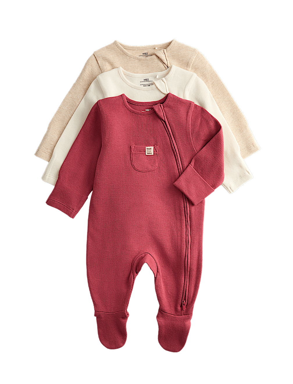 3pk Pure Cotton Sleepsuits (6½lbs-3Yrs)