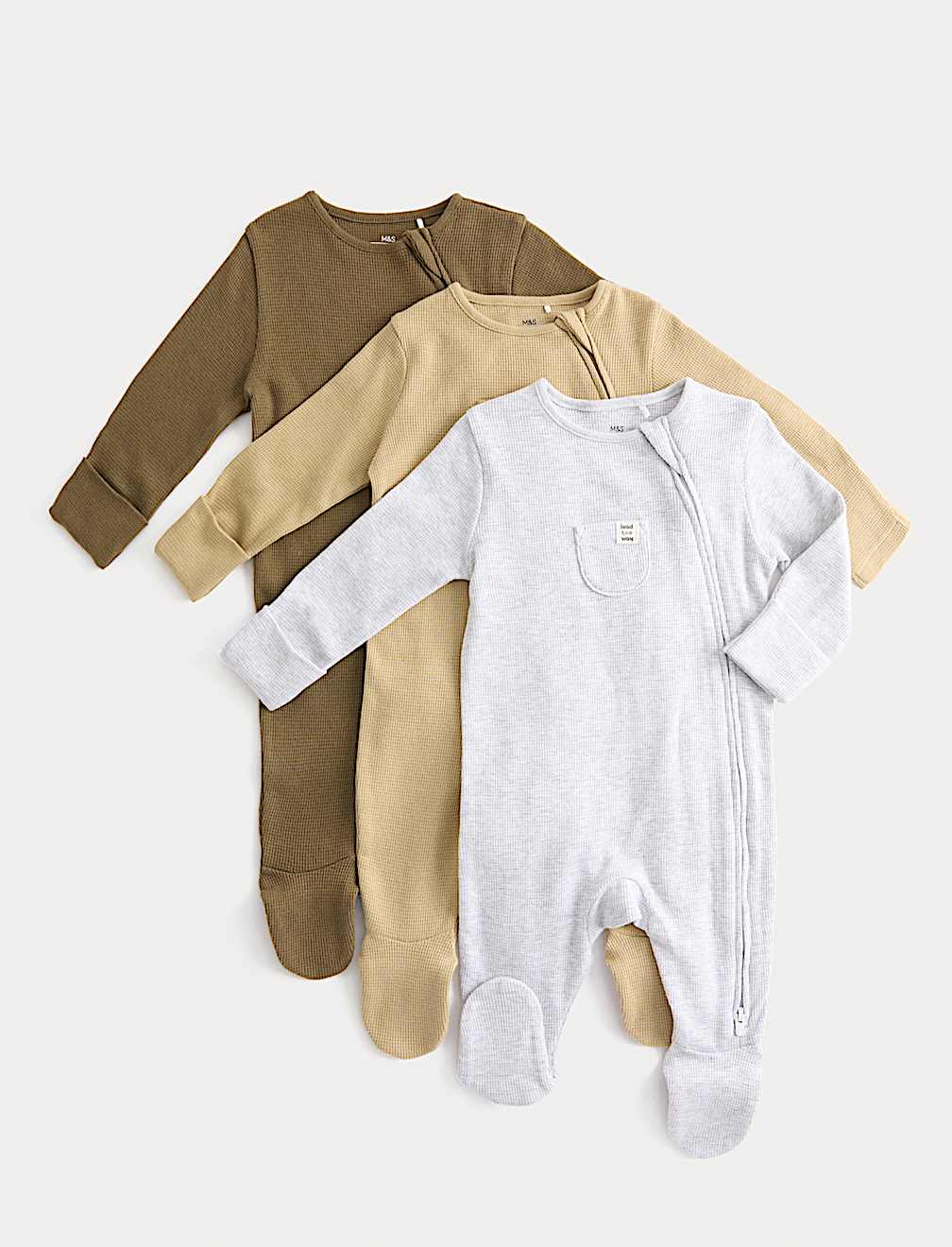 3pk Pure Cotton Sleepsuits (0-3Yrs)