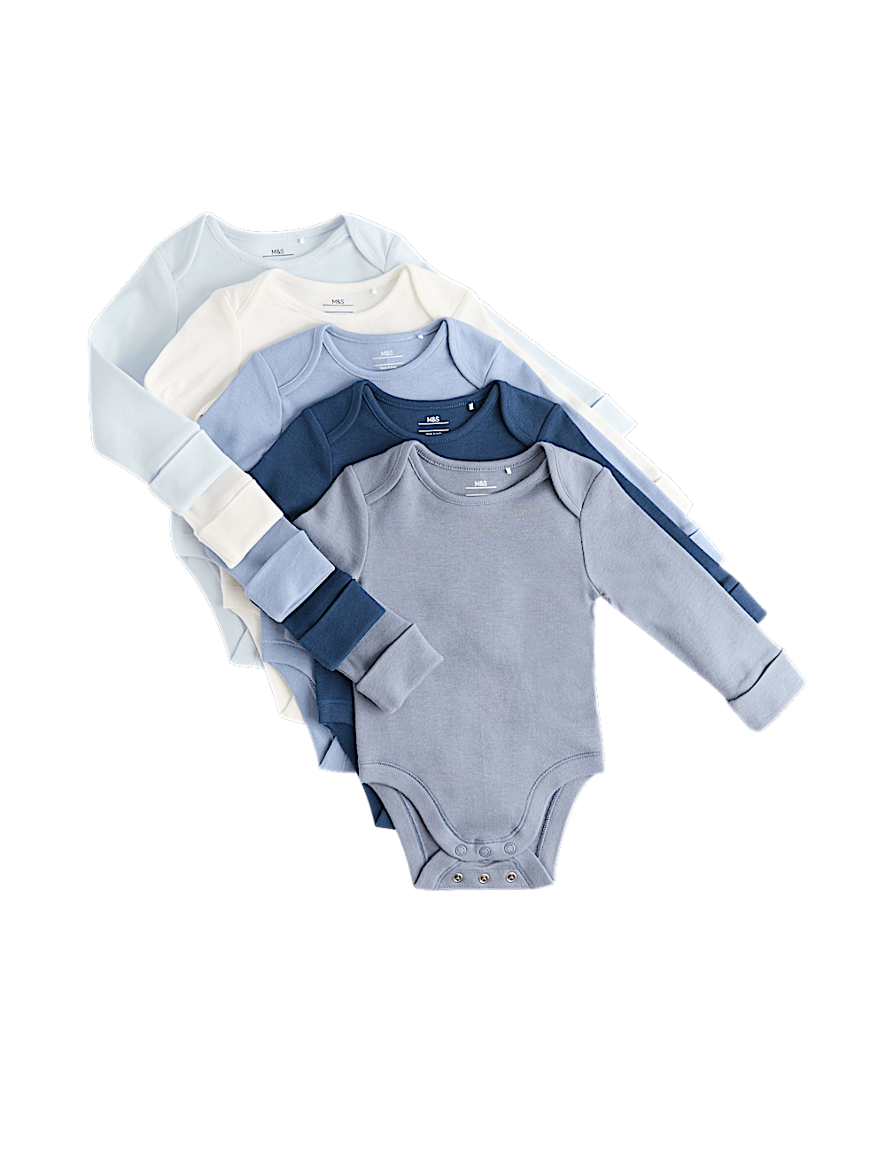 5pk Pure Cotton Long Sleeve Bodysuits (0-3 Yrs)