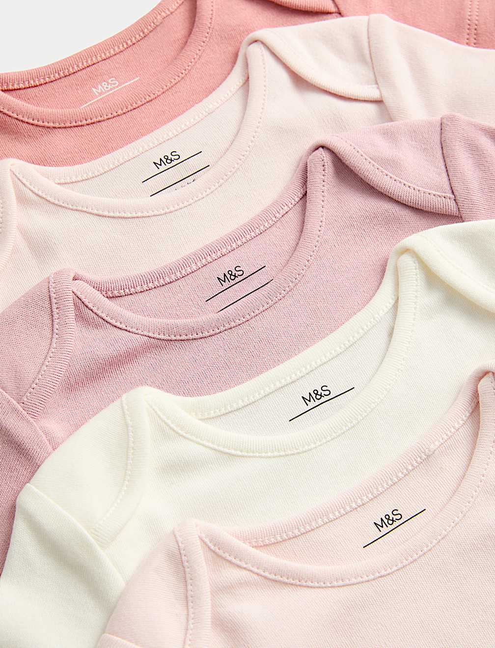 5pk Pure Cotton Plain Short Sleeve Bodysuits (0-3 Yrs)