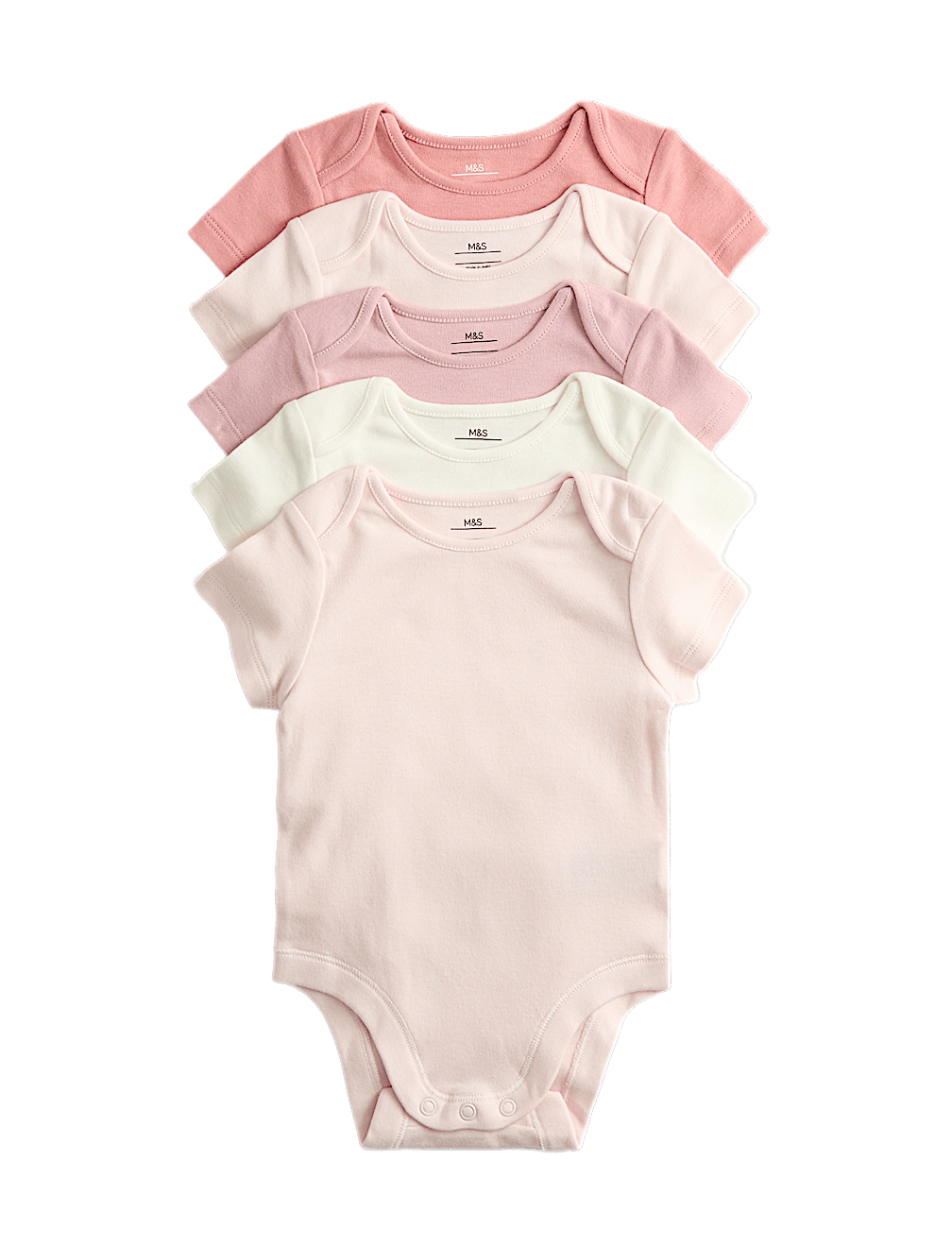 5pk Pure Cotton Plain Short Sleeve Bodysuits (0-3 Yrs)