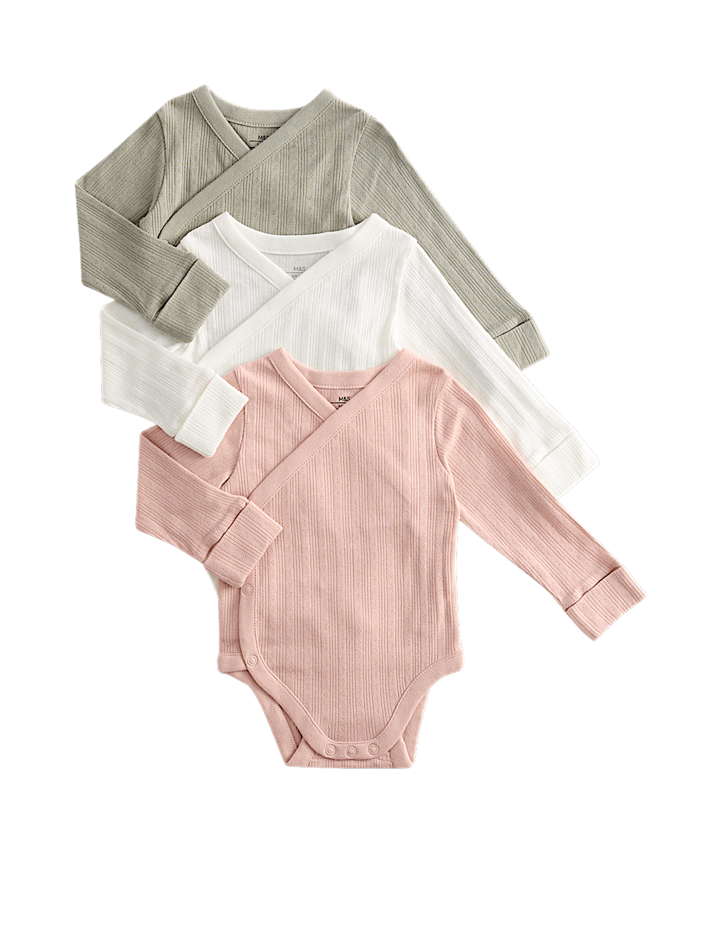 3pk Pure Cotton Wrap Bodysuits (0-3 Yrs)
