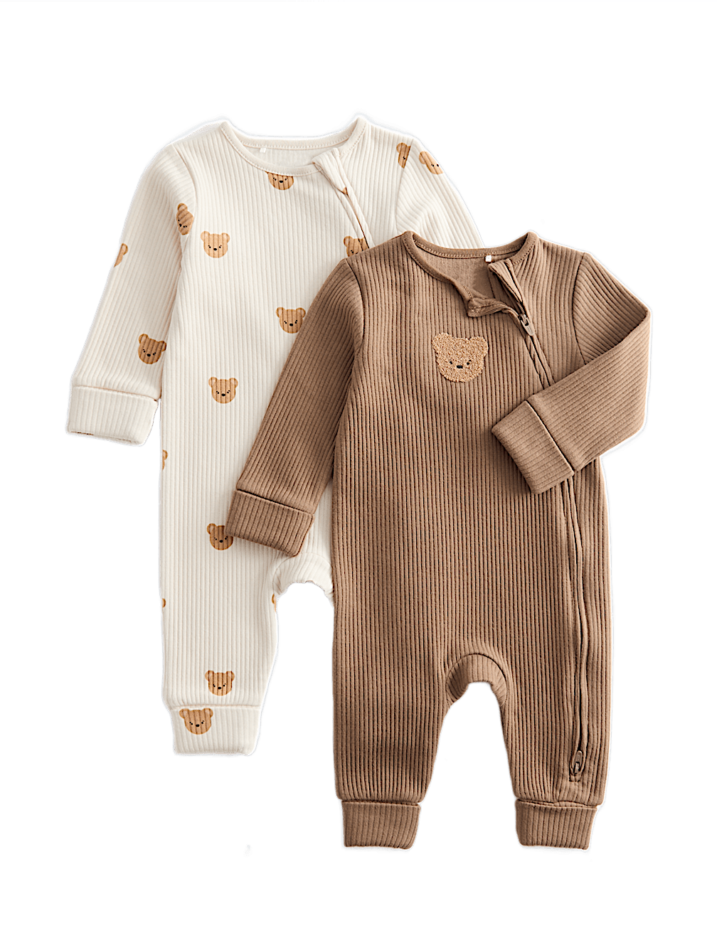 Cotton Blend Bear Cosy Rib Sleepsuits (0-3 Yrs)