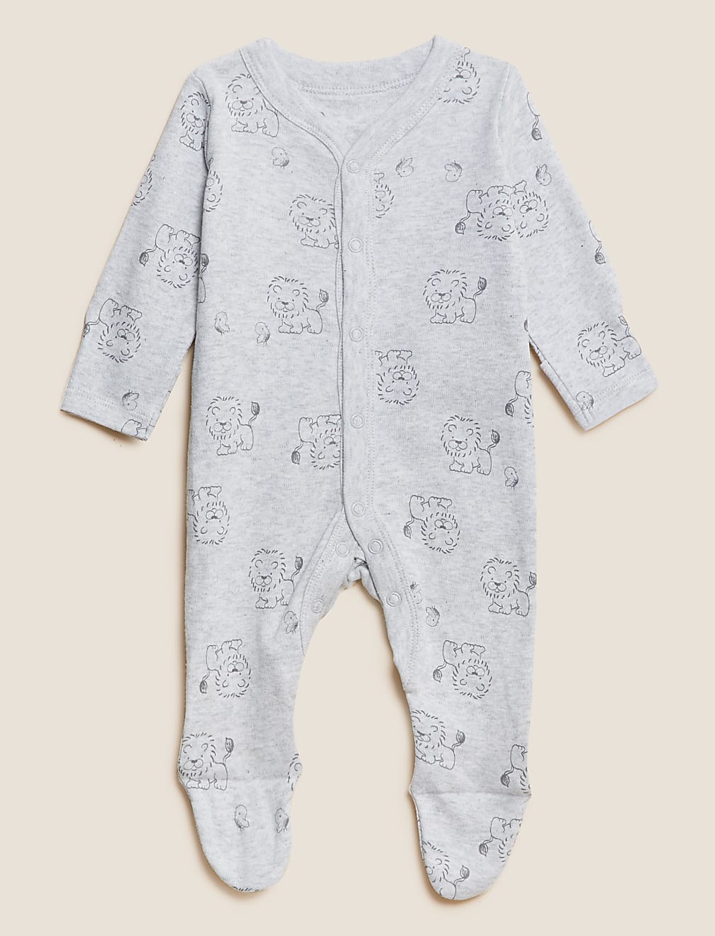 Pure Cotton Lion Print Sleepsuits (0-3 Yrs)